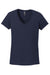 Gildan 5V00L Womens Short Sleeve V-Neck T-Shirt Navy Blue Flat Front