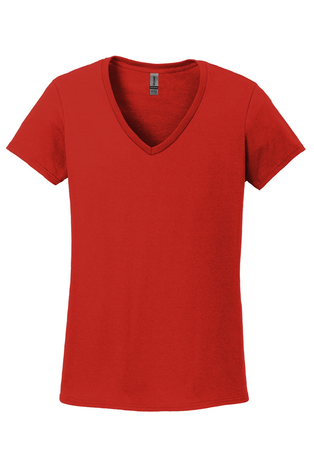 Gildan 5V00L Womens Short Sleeve V-Neck T-Shirt Red Flat Front