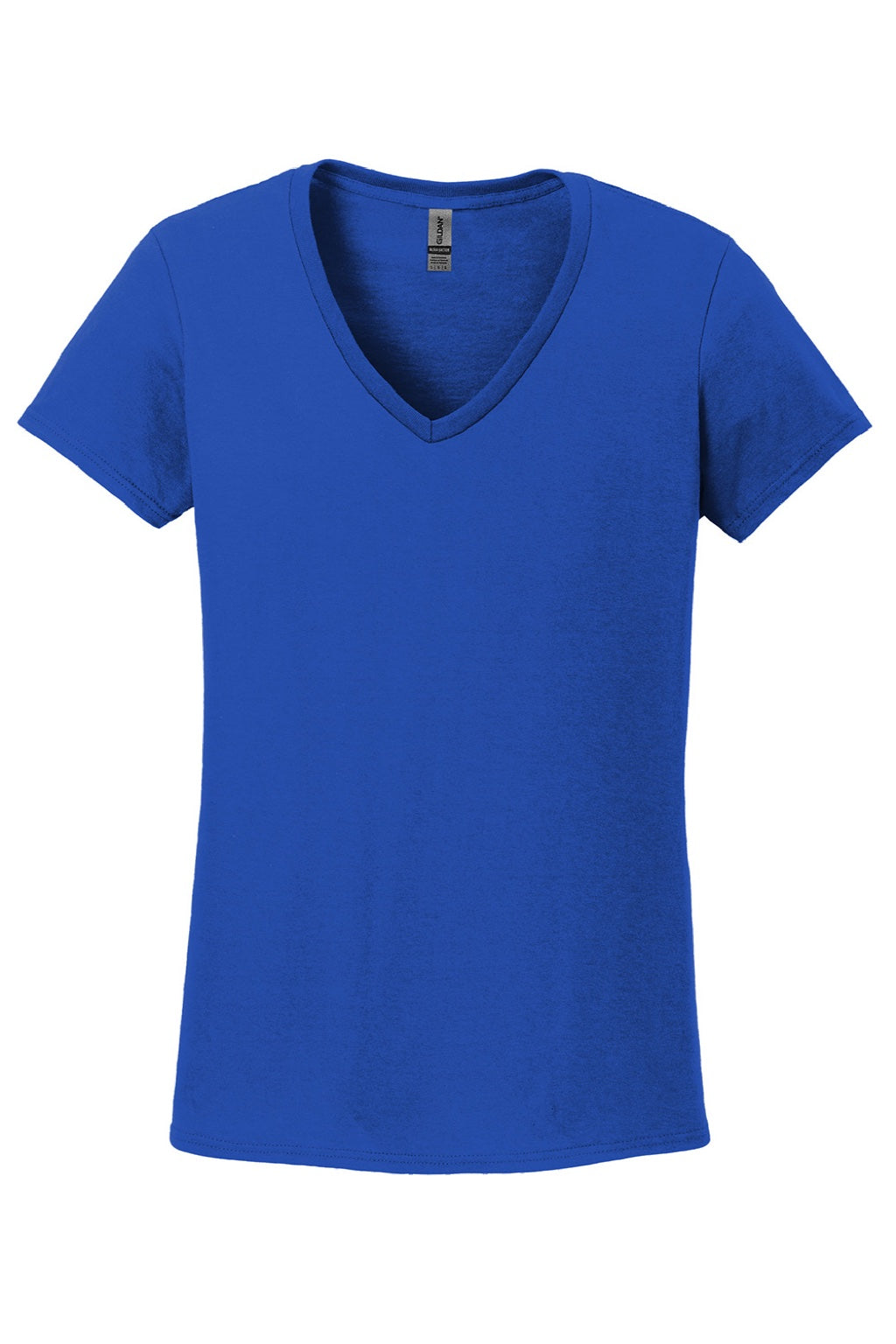 Gildan 5V00L Womens Short Sleeve V-Neck T-Shirt Royal Blue Flat Front