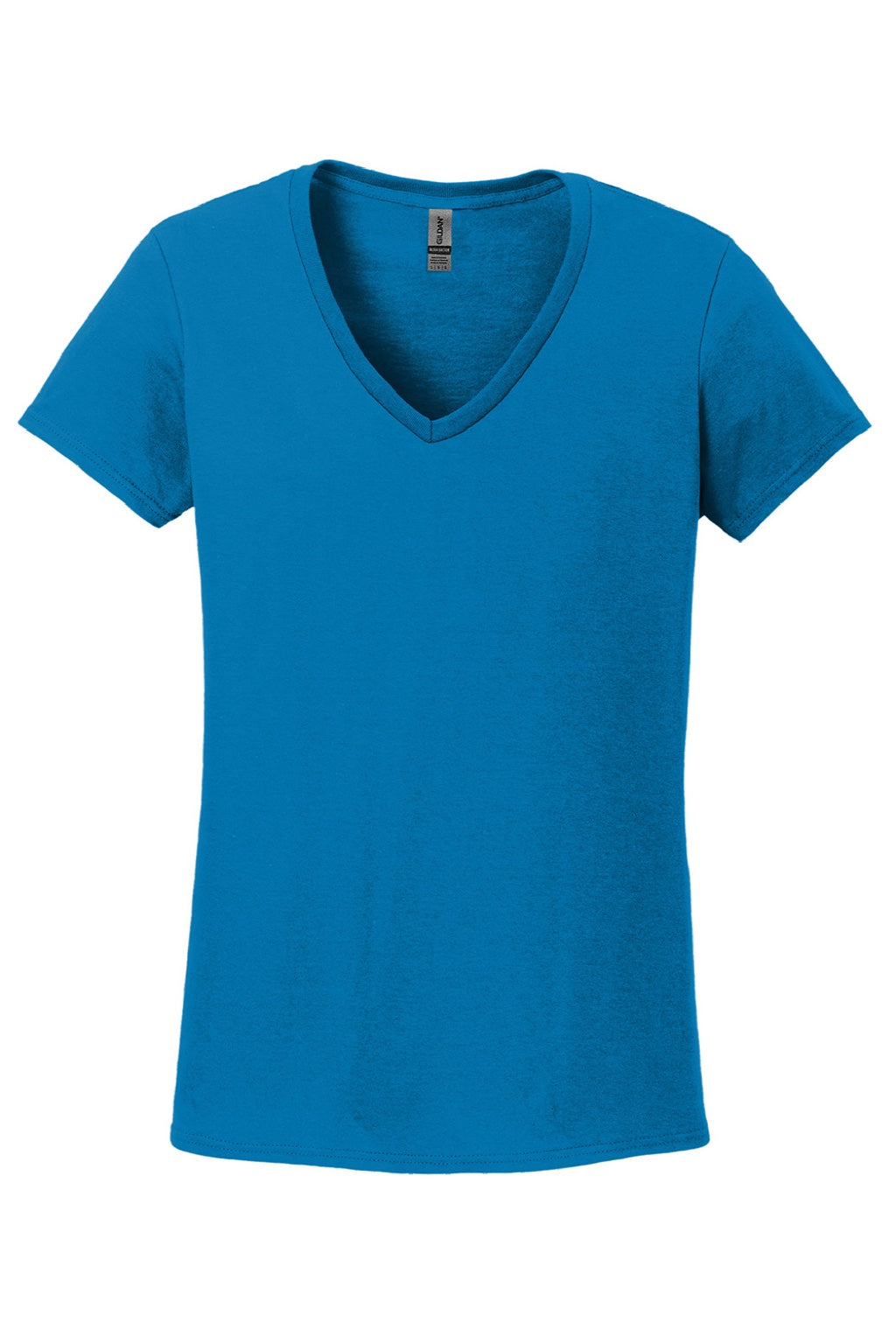Gildan 5V00L Womens Short Sleeve V-Neck T-Shirt Sapphire Blue Flat Front