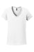 Gildan 5V00L Womens Short Sleeve V-Neck T-Shirt White Flat Front