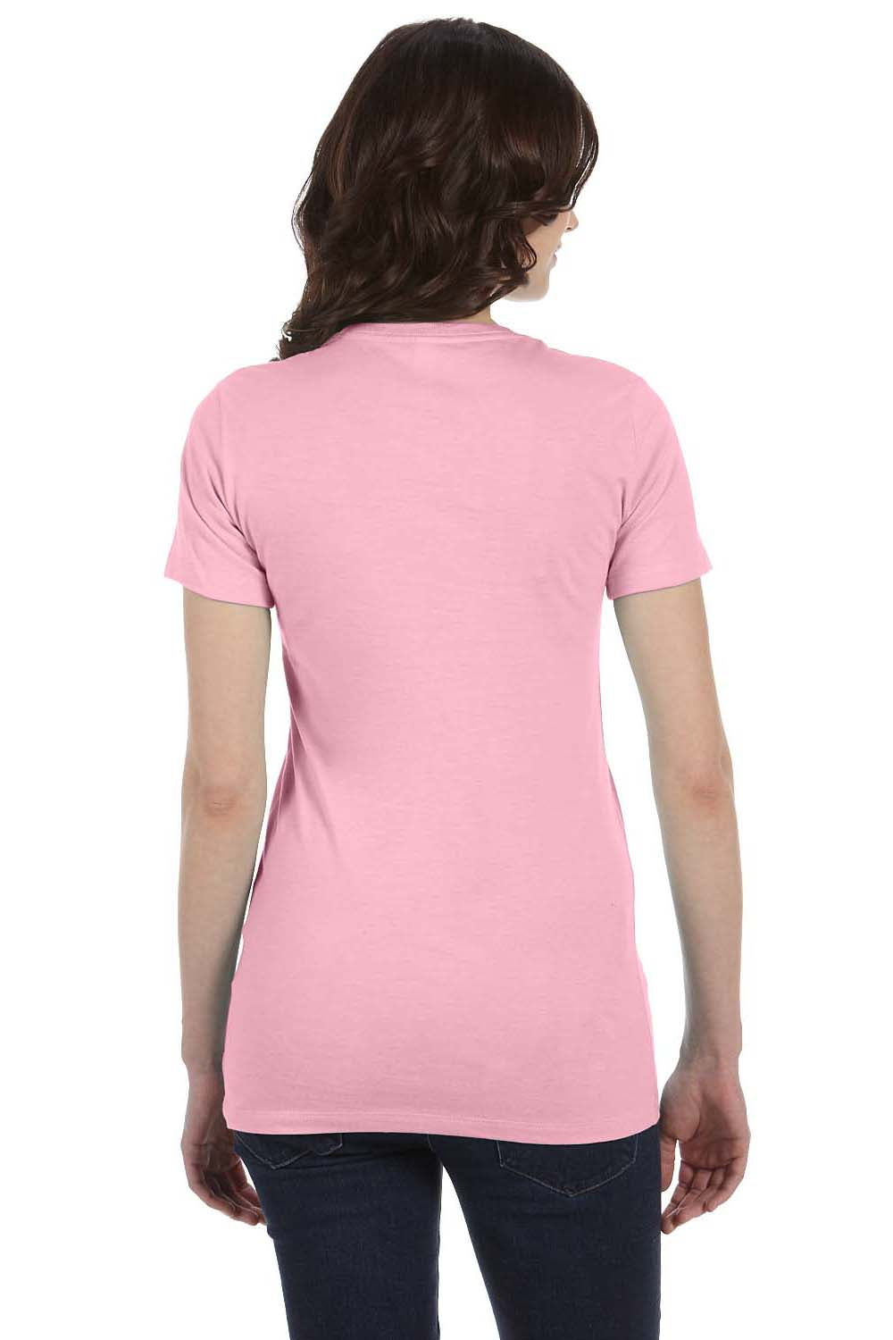 Bella + Canvas BC6004/6004 Womens The Favorite Short Sleeve Crewneck T-Shirt Pink Model Back