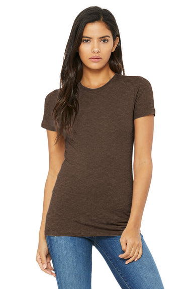 Bella + Canvas BC6004/6004 Womens The Favorite Short Sleeve Crewneck T-Shirt Heather Brown Model Front