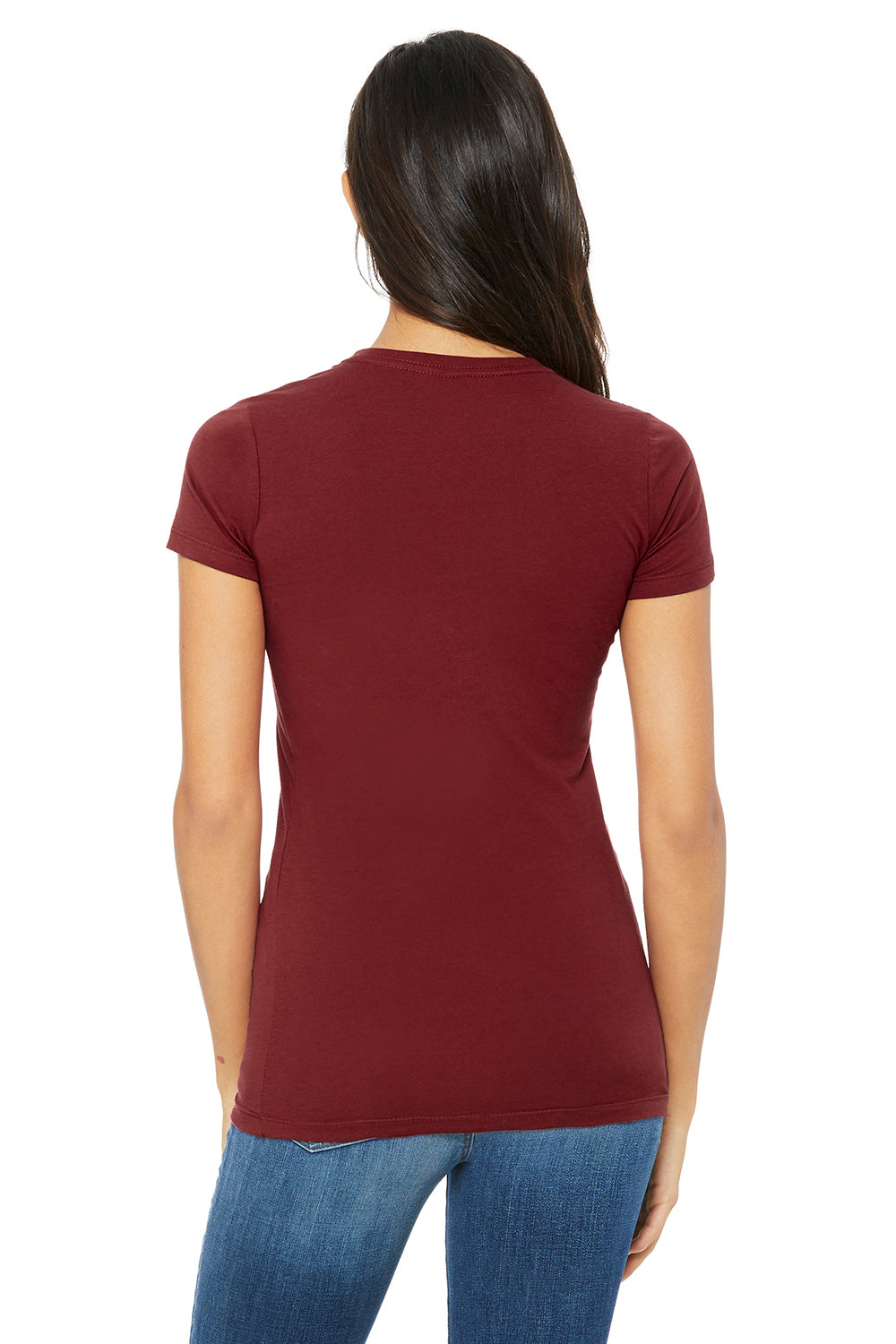 Bella + Canvas BC6004/6004 Womens The Favorite Short Sleeve Crewneck T-Shirt Cardinal Red Model Back
