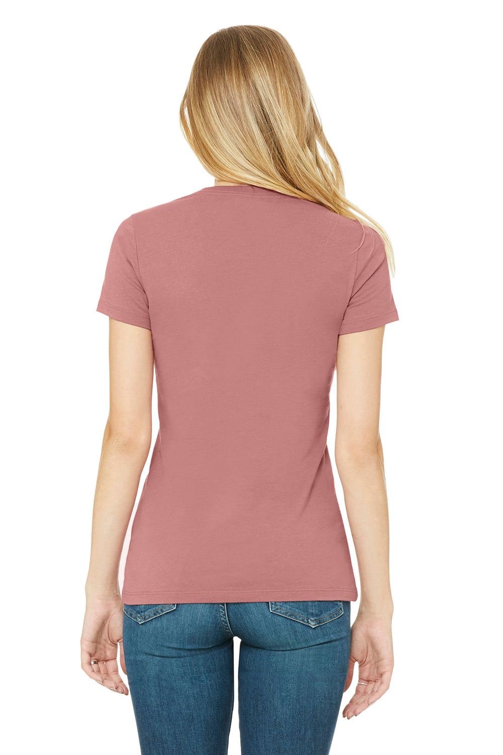 Bella + Canvas BC6004/6004 Womens The Favorite Short Sleeve Crewneck T-Shirt Mauve Model Back