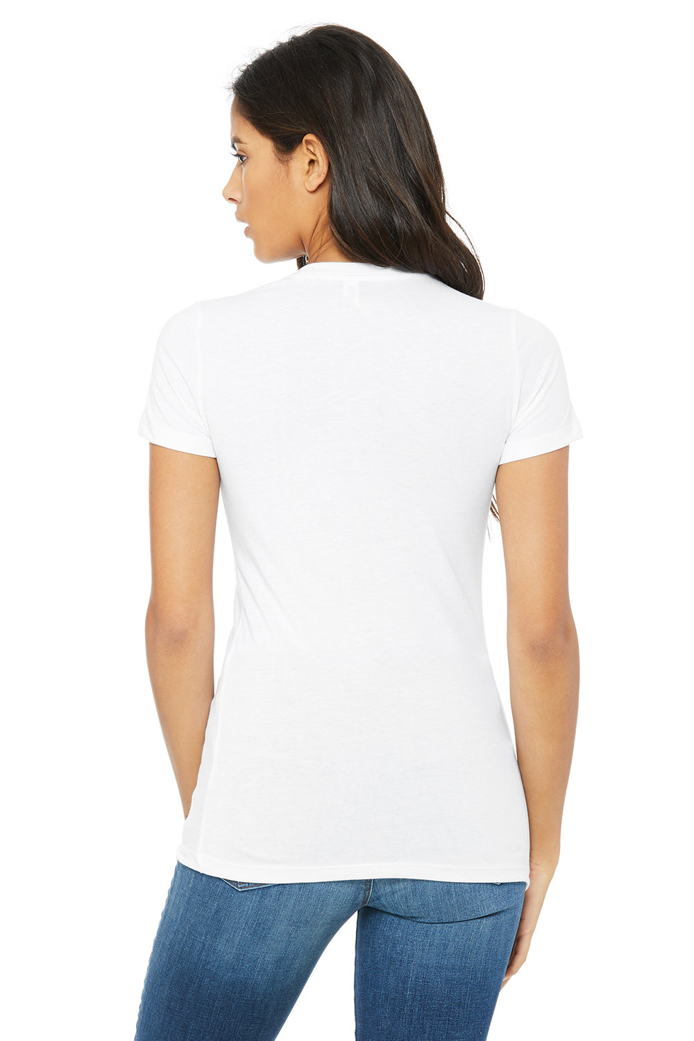 Bella + Canvas BC6004/6004 Womens The Favorite Short Sleeve Crewneck T-Shirt Solid White Model Back