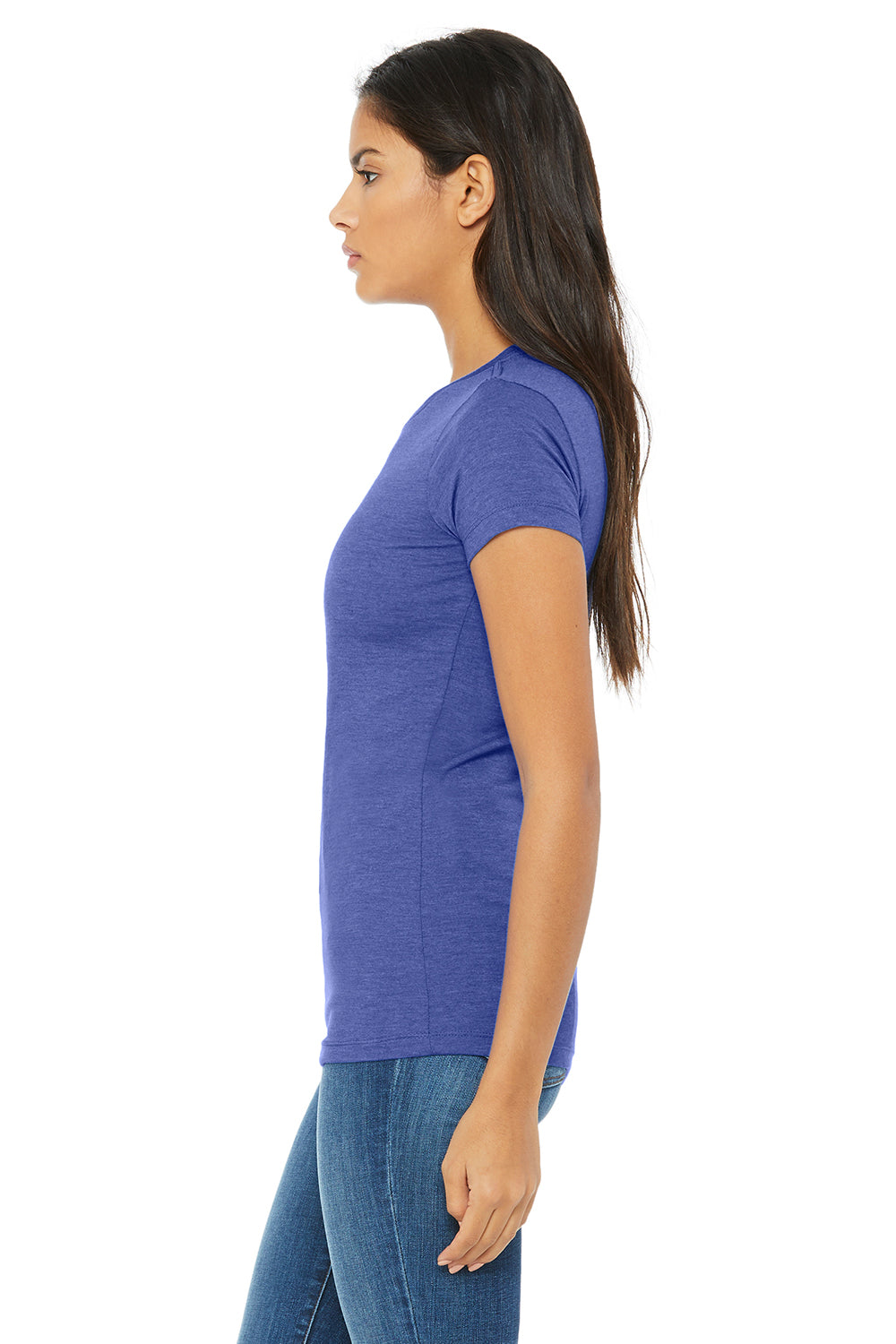 Bella + Canvas BC6004/6004 Womens The Favorite Short Sleeve Crewneck T-Shirt Heather True Royal Blue Model Side