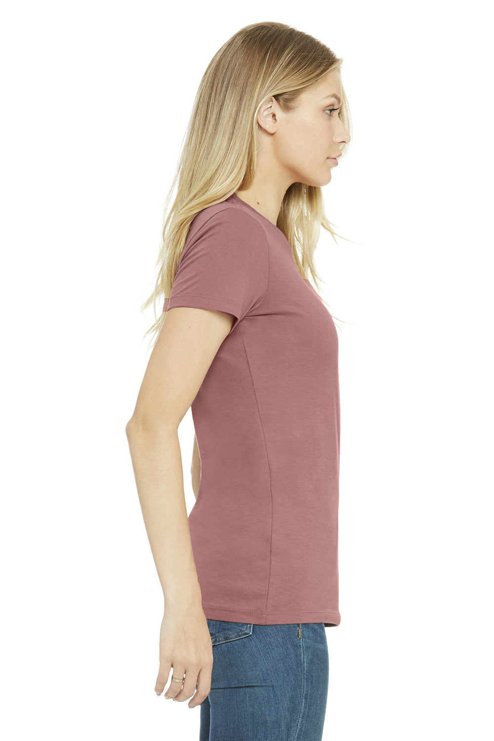 Bella + Canvas BC6004/6004 Womens The Favorite Short Sleeve Crewneck T-Shirt Mauve Model Side