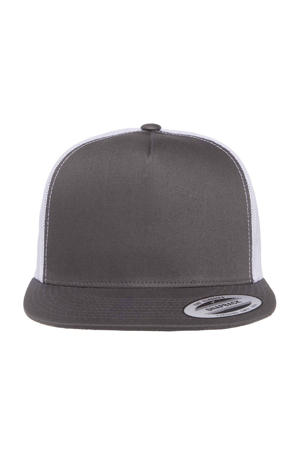 Yupoong Hats 6006/6006MC/6006W Mens Adjustable Trucker Hat Charcoal Grey/White Flat Front