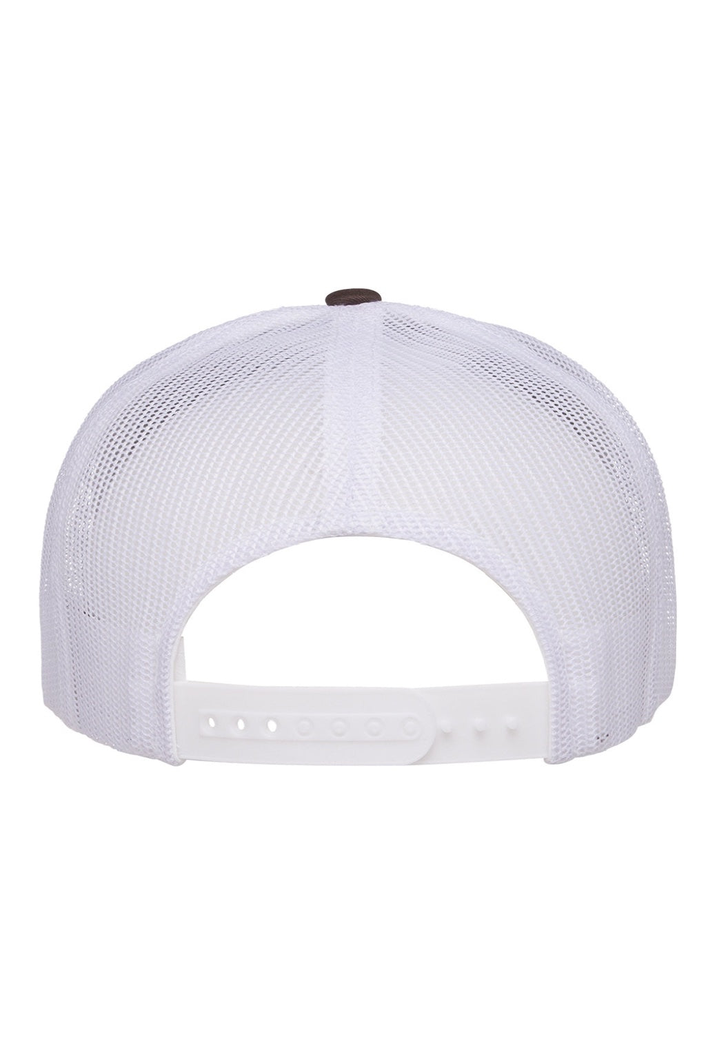 Yupoong Hats 6006/6006MC/6006W Mens Adjustable Trucker Hat Brown/White Flat Back