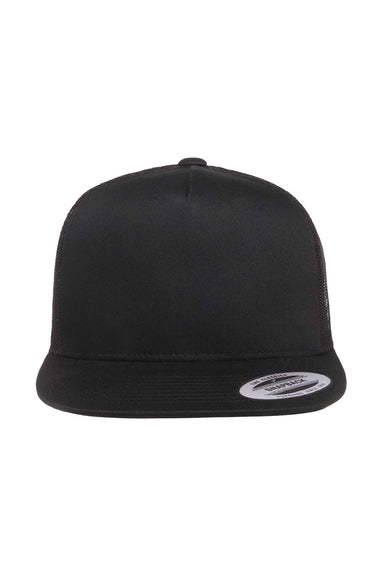Yupoong Hats 6006/6006MC/6006W Mens Adjustable Trucker Hat Black Flat Front