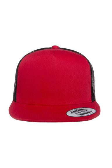 Yupoong Hats 6006/6006MC/6006W Mens Adjustable Trucker Hat Red/Black Flat Front