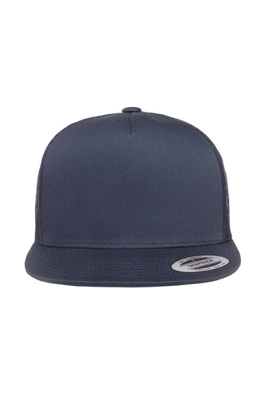 Yupoong Hats 6006/6006MC/6006W Mens Adjustable Trucker Hat Navy Blue Flat Front