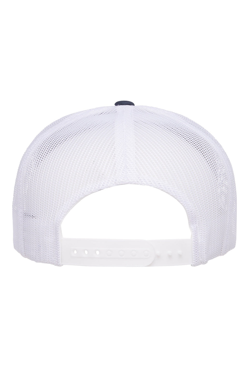 Yupoong Hats 6006/6006MC/6006W Mens Adjustable Trucker Hat Navy Blue/White Flat Back