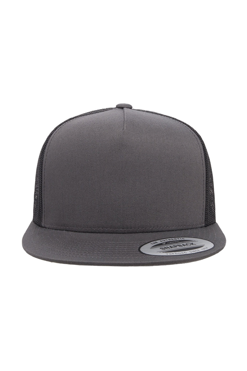Yupoong Hats 6006/6006MC/6006W Mens Adjustable Trucker Hat Charcoal Grey/Black Flat Front