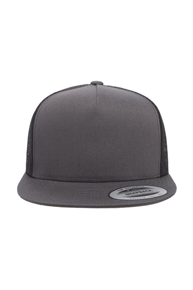 Yupoong Hats 6006/6006MC/6006W Mens Adjustable Trucker Hat Charcoal Grey/Black Flat Front