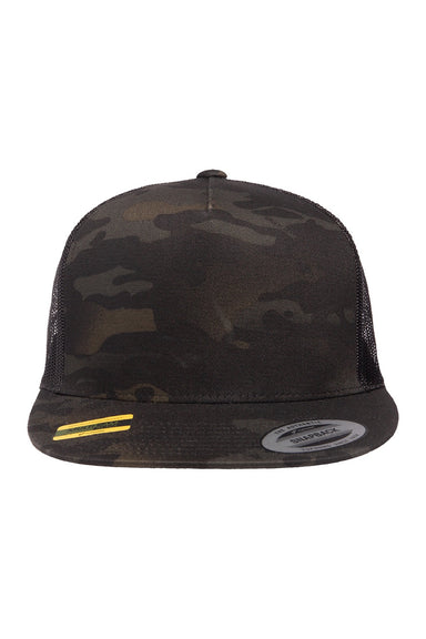 Yupoong Hats 6006/6006MC/6006W Mens Adjustable Trucker Hat Multicam Black Flat Front