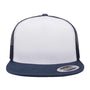 Yupoong Hats Mens Adjustable Trucker Hat - White/Navy Blue