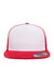 Yupoong Hats 6006/6006MC/6006W Mens Adjustable Trucker Hat White/Red Flat Front