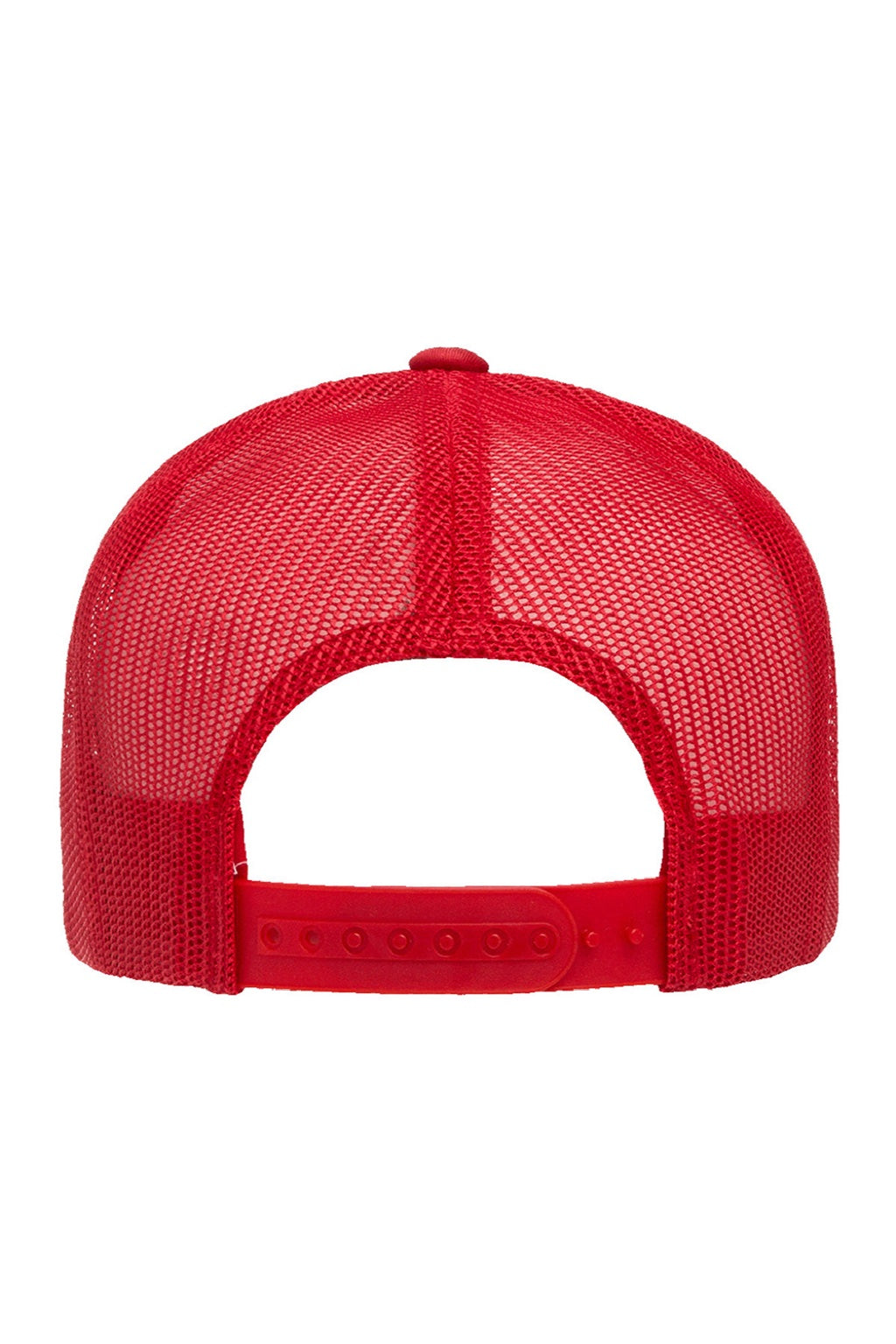 Yupoong Hats 6006/6006MC/6006W Mens Adjustable Trucker Hat White/Red Flat Back