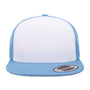 Yupoong Hats Mens Adjustable Trucker Hat - White/Columbia Blue
