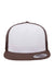 Yupoong Hats 6006/6006MC/6006W Mens Adjustable Trucker Hat White/Brown Flat Front