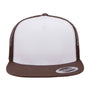 Yupoong Hats Mens Adjustable Trucker Hat - White/Brown