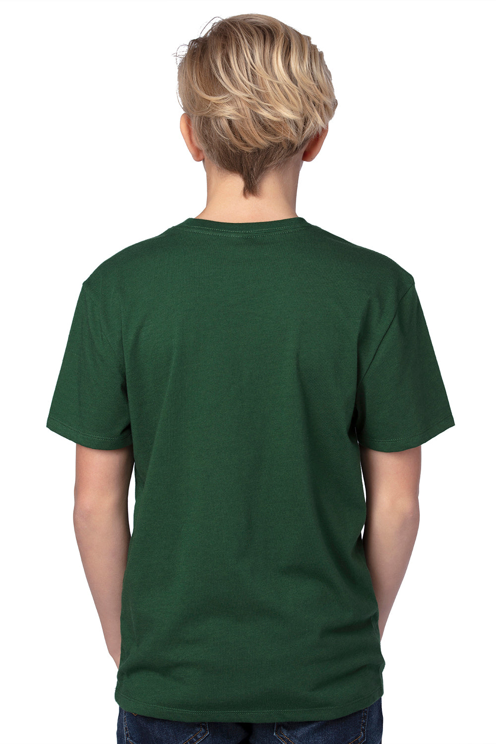 Threadfast Apparel 600A Youth Ultimate Short Sleeve Crewneck T-Shirt Forest Green Model Back