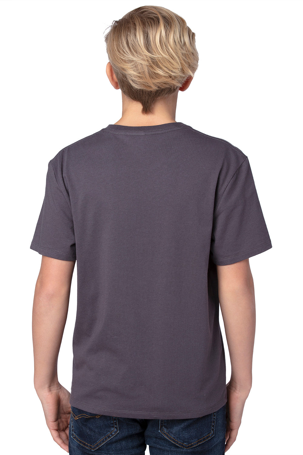 Threadfast Apparel 600A Youth Ultimate Short Sleeve Crewneck T-Shirt Graphite Grey Model Back