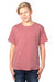 Threadfast Apparel 600A Youth Ultimate Short Sleeve Crewneck T-Shirt Heather Maroon Model Front