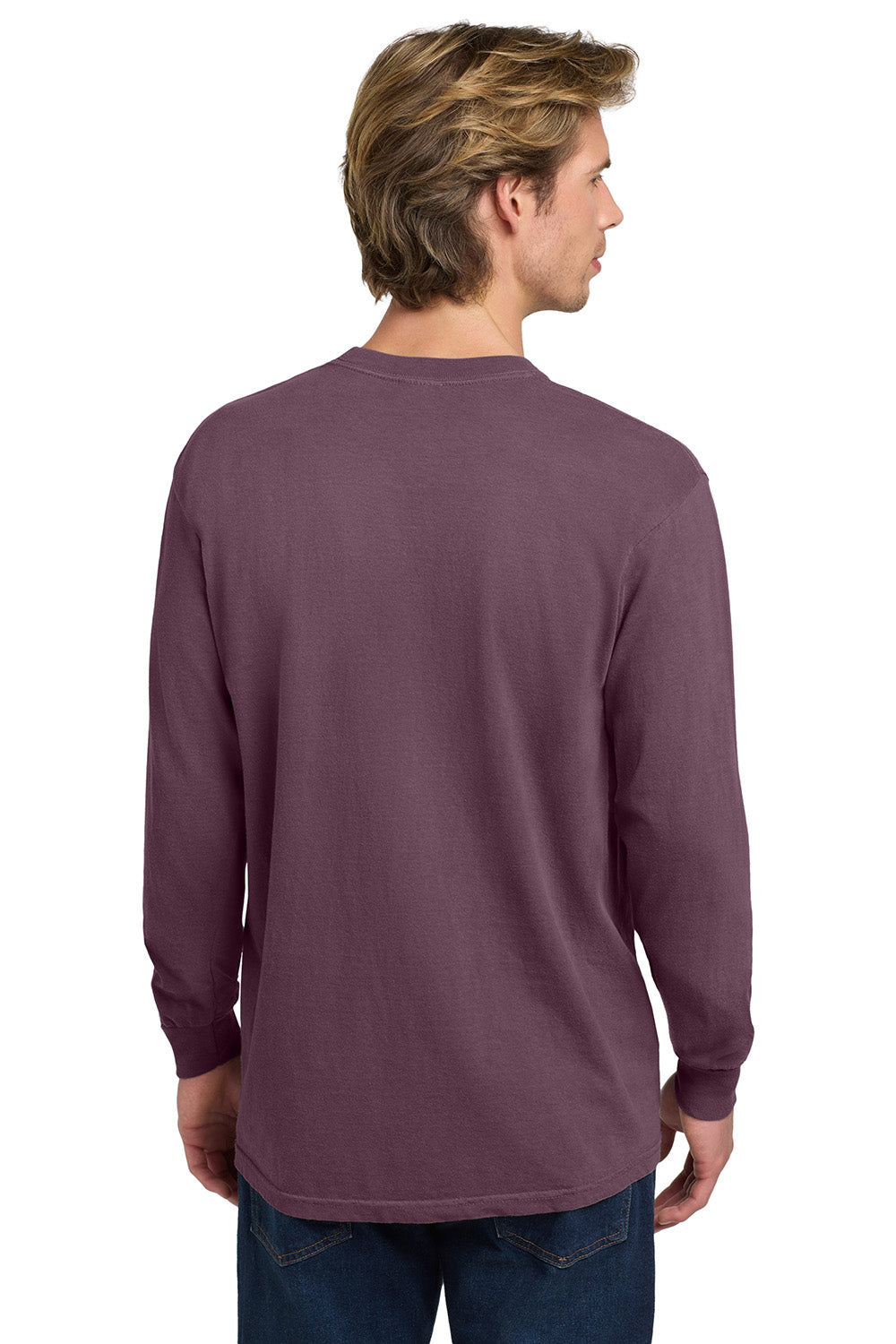 Comfort Colors 6014/C6014 Mens Long Sleeve Crewneck T-Shirt Berry Model Back