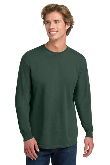 Comfort Colors 6014/C6014 Mens Long Sleeve Crewneck T-Shirt Blue Spruce Model Front