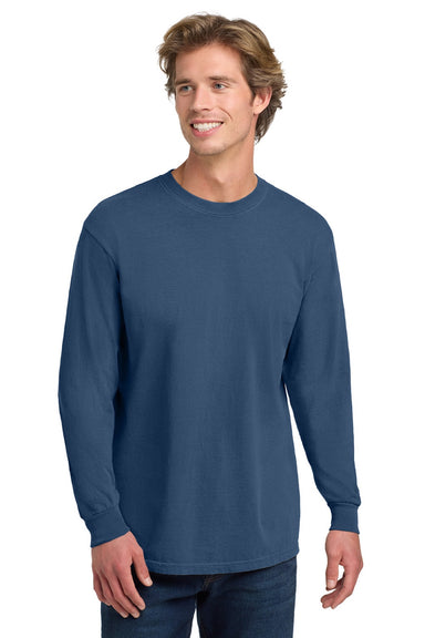 Comfort Colors 6014/C6014 Mens Long Sleeve Crewneck T-Shirt China Blue Model Front