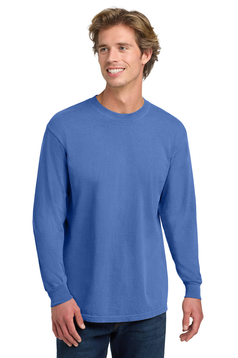 Comfort Colors 6014 Mens Flo Blue Long Sleeve Crewneck T-Shirt