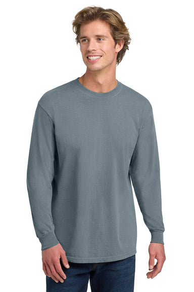 Comfort Colors 6014/C6014 Mens Long Sleeve Crewneck T-Shirt Granite Grey Model Front