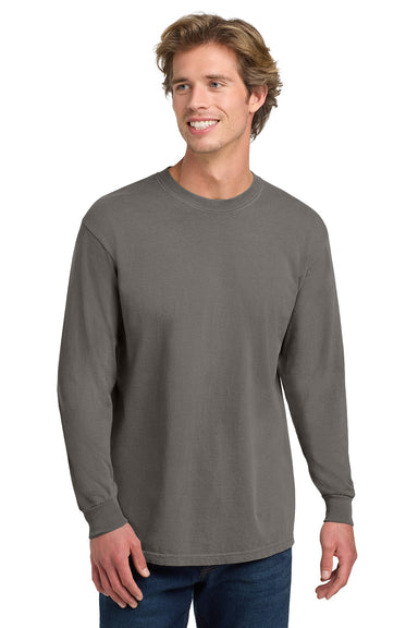 Comfort Colors 6014/C6014 Mens Long Sleeve Crewneck T-Shirt Grey Model Front