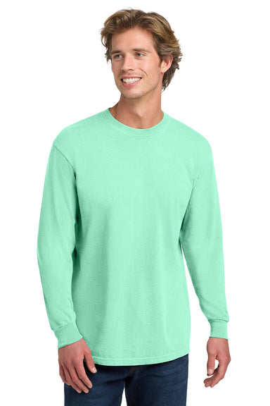 Comfort Colors 6014/C6014 Mens Long Sleeve Crewneck T-Shirt Island Reef Green Model Front