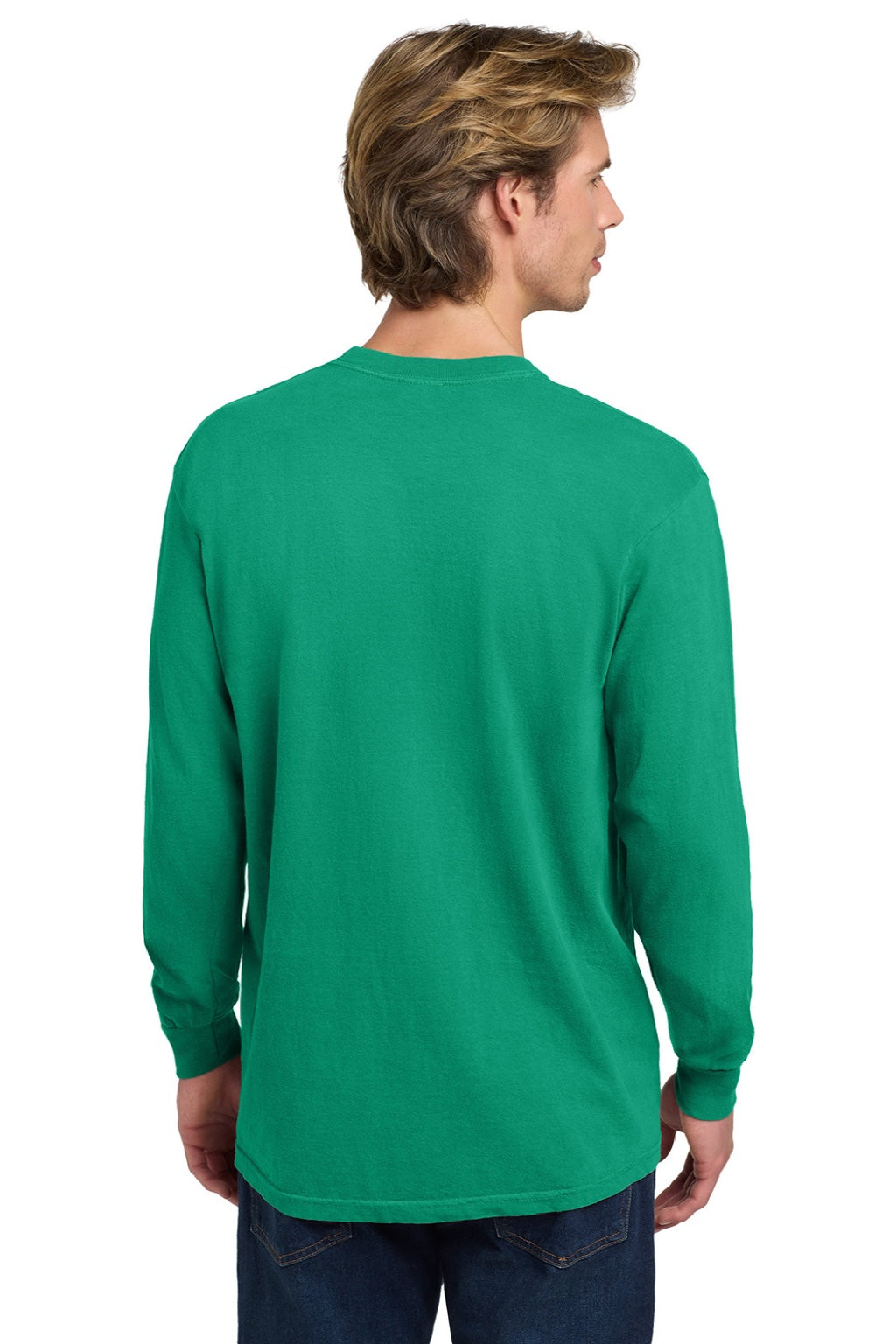 Comfort Colors 6014/C6014 Mens Long Sleeve Crewneck T-Shirt Island Green Model Back