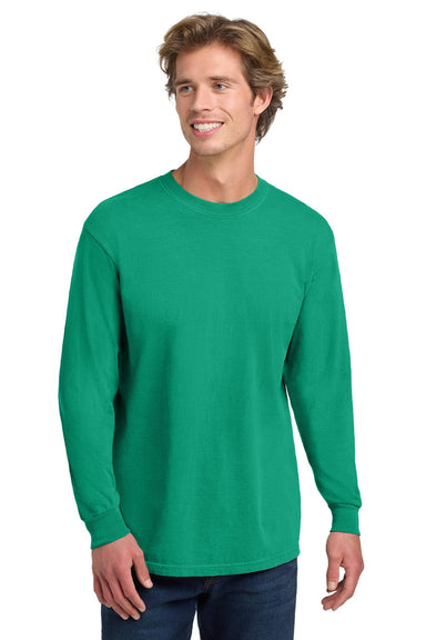 Comfort Colors 6014/C6014 Mens Long Sleeve Crewneck T-Shirt Island Green Model Front