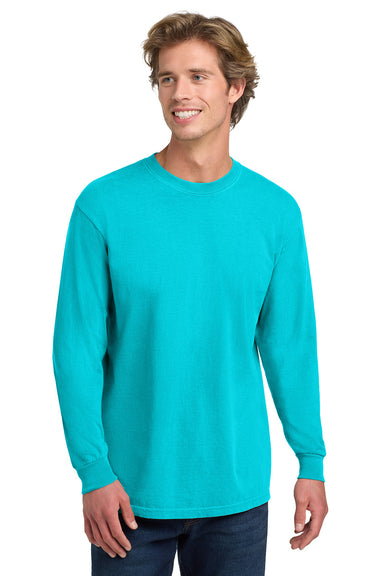 Comfort Colors 6014/C6014 Mens Long Sleeve Crewneck T-Shirt Lagoon Blue Model Front