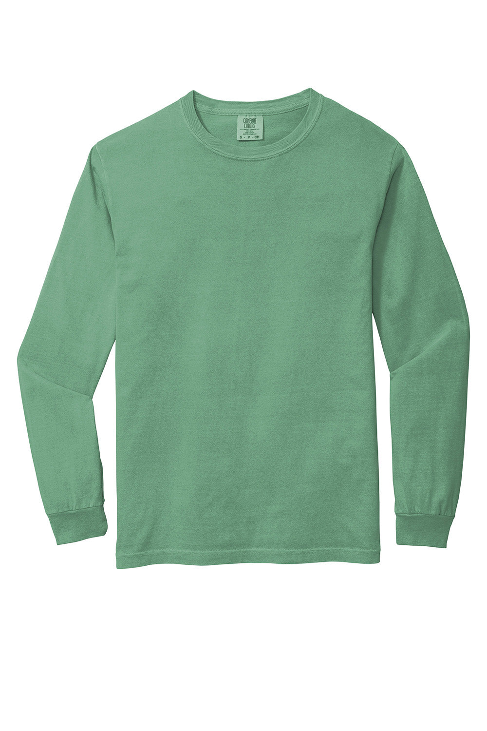 Comfort Colors 6014/C6014 Mens Long Sleeve Crewneck T-Shirt Light Green Flat Front