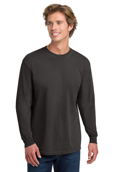 Comfort Colors 6014/C6014 Mens Long Sleeve Crewneck T-Shirt Pepper Grey Model Front