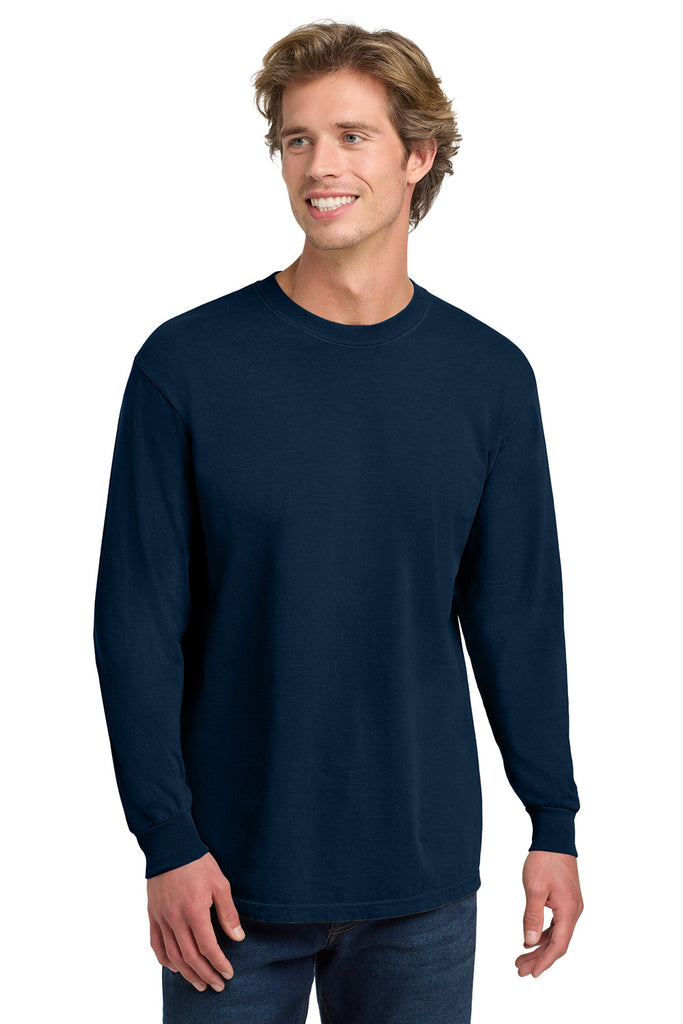 Comfort Colors 6014 Mens True Navy Blue Long Sleeve Crewneck T