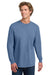 Comfort Colors 6014/C6014 Mens Long Sleeve Crewneck T-Shirt Washed Denim Blue Model Front