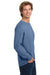 Comfort Colors 6014/C6014 Mens Long Sleeve Crewneck T-Shirt Washed Denim Blue Model Side