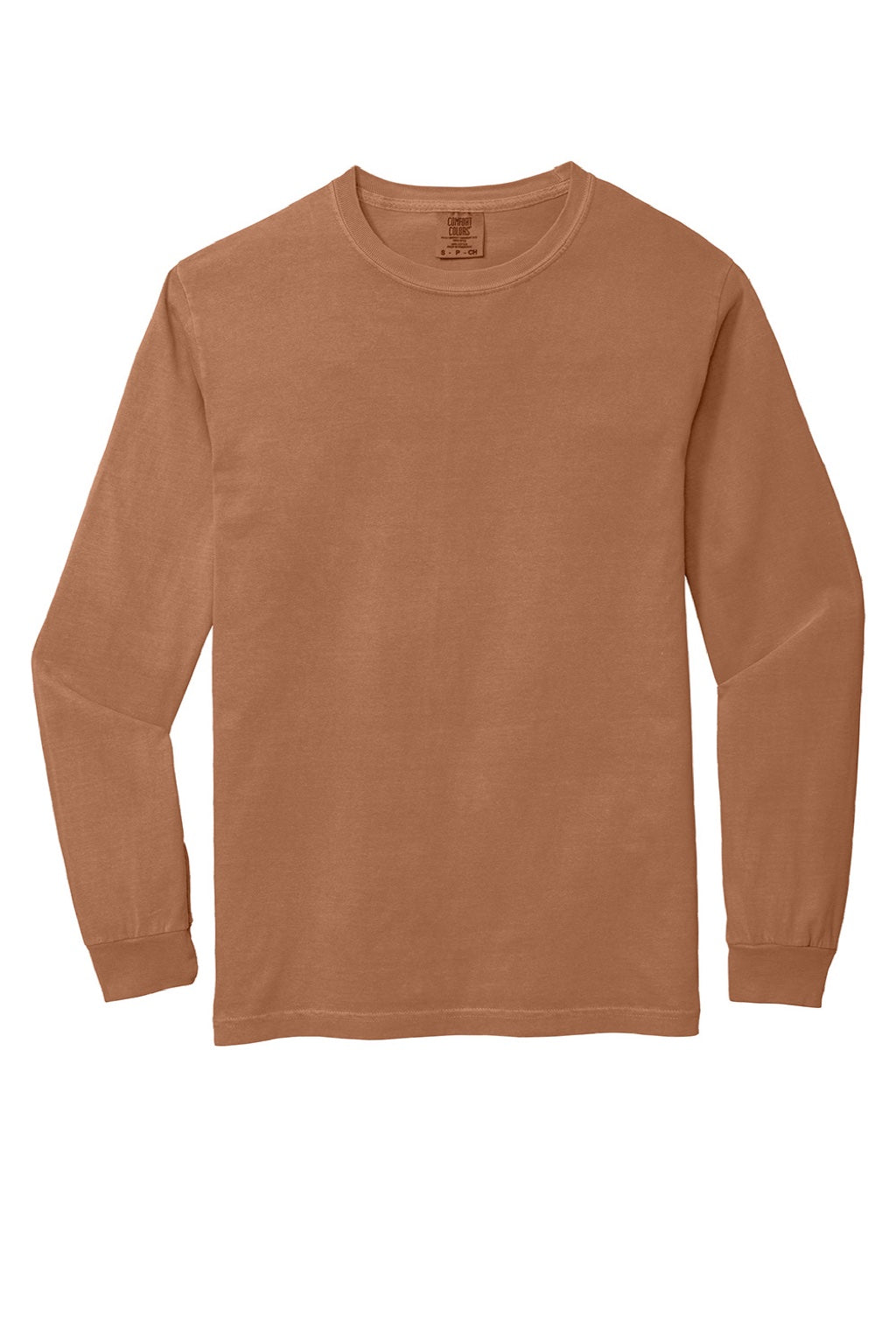 Comfort Colors 6014/C6014 Mens Long Sleeve Crewneck T-Shirt Yam Orange Flat Front