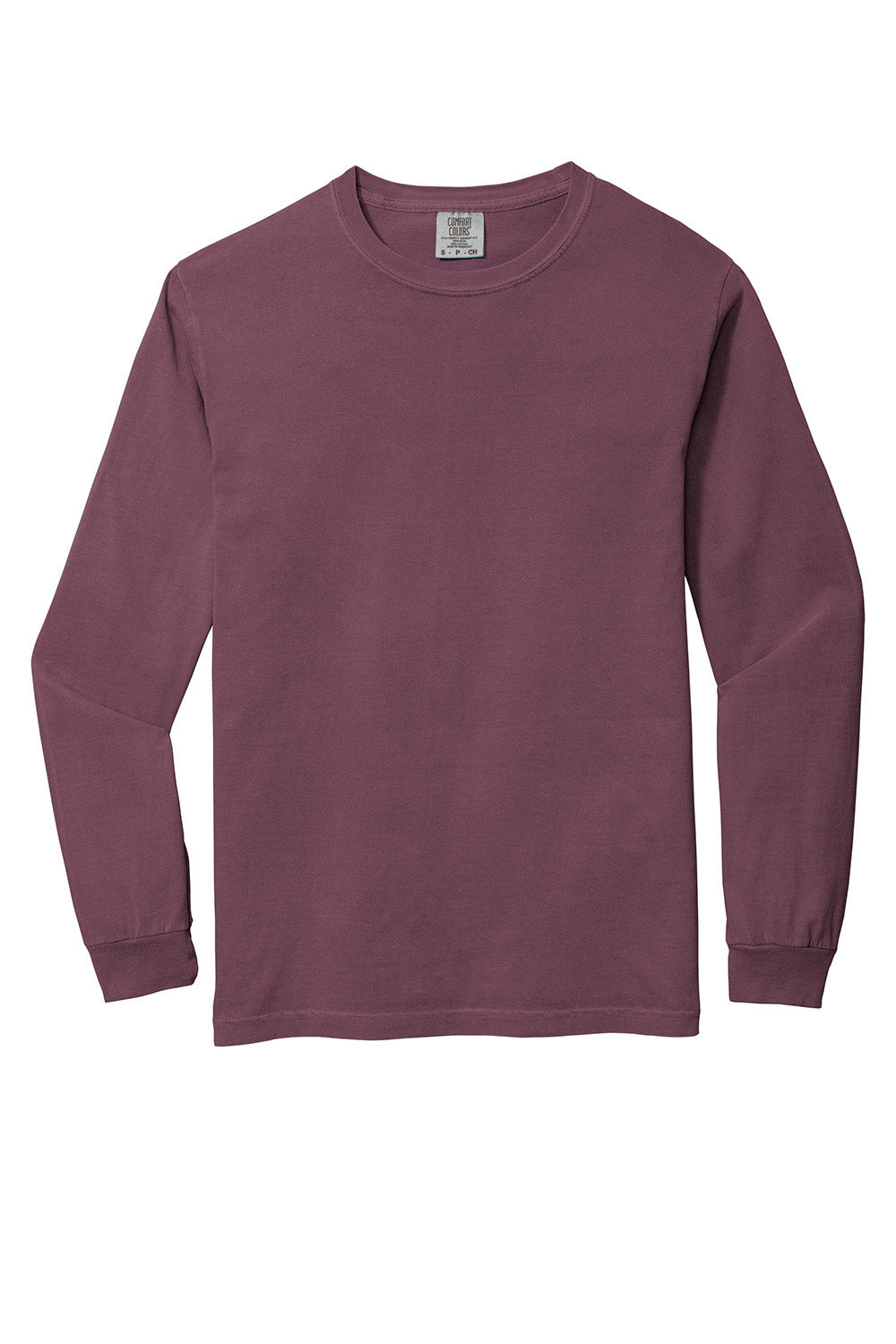 Comfort Colors 6014/C6014 Mens Long Sleeve Crewneck T-Shirt Berry Flat Front