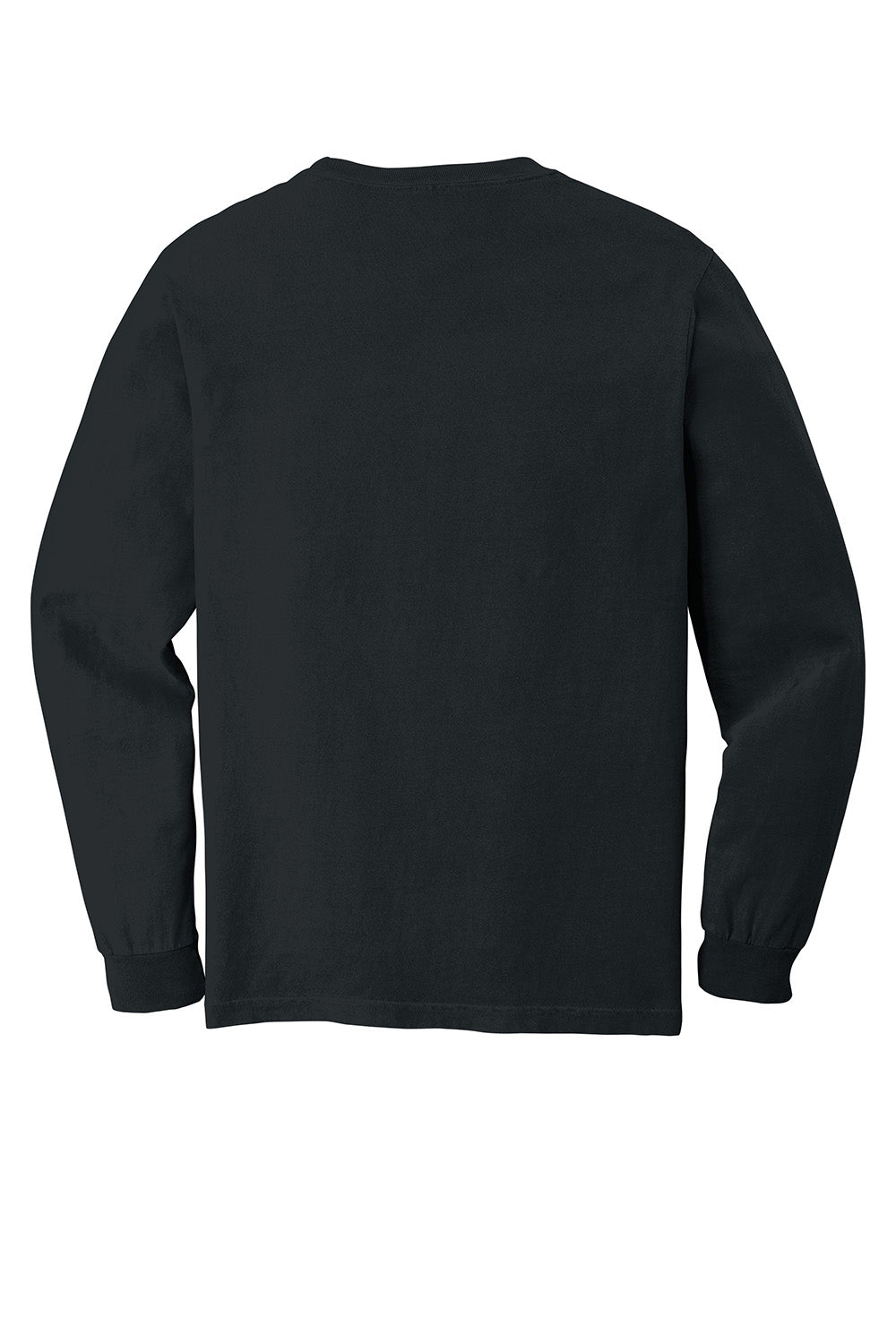 Comfort Colors 6014/C6014 Mens Long Sleeve Crewneck T-Shirt Black Flat Back