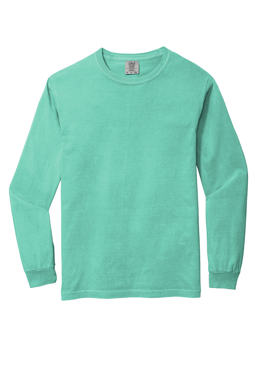 Comfort Colors 6014/C6014 Mens Long Sleeve Crewneck T-Shirt Chalky Mint Green Flat Front