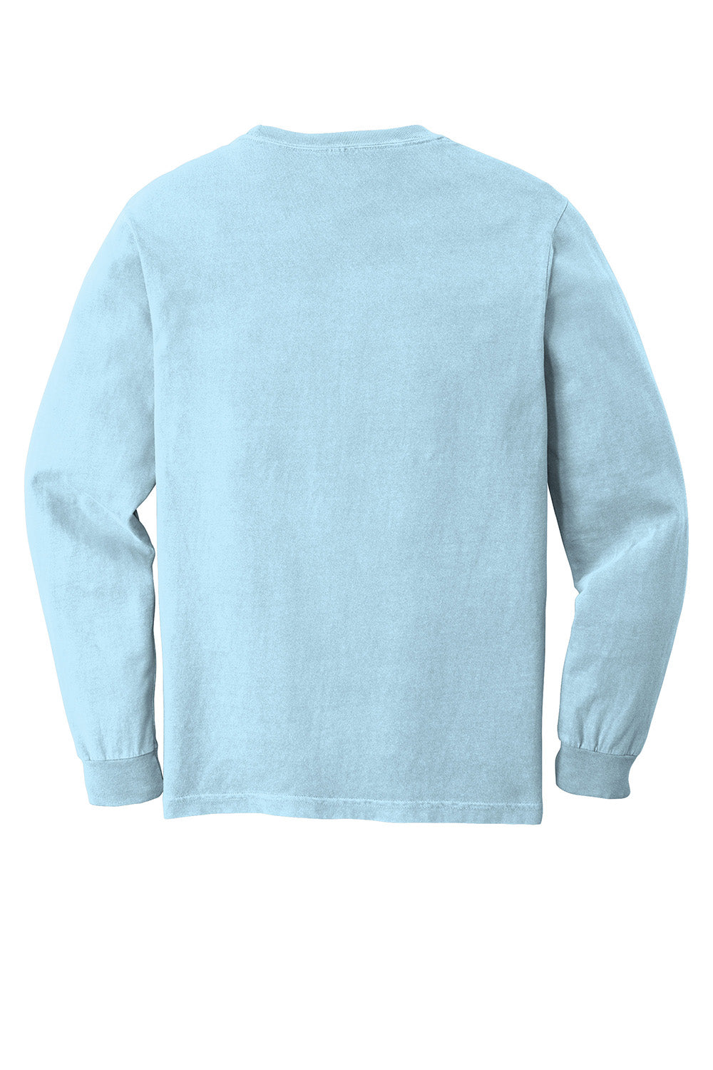 Comfort Colors 6014/C6014 Mens Long Sleeve Crewneck T-Shirt Chambray Blue Flat Back